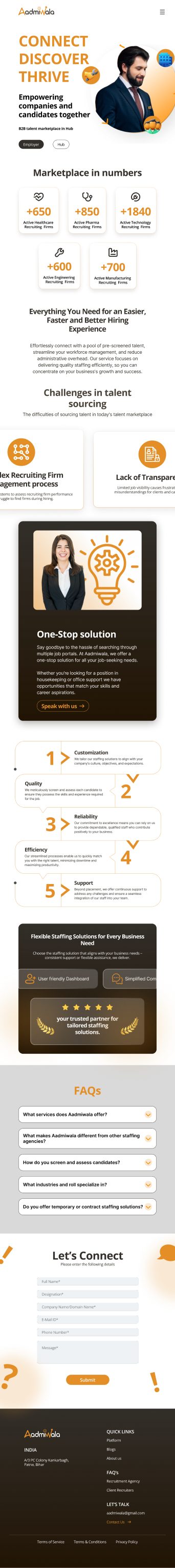 Aadmiwala homepage at tablet width