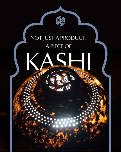 Social post: Not just a product, a piece of Kashi, with a glowing jaali lamp