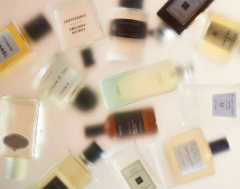 Blurred perfume bottles